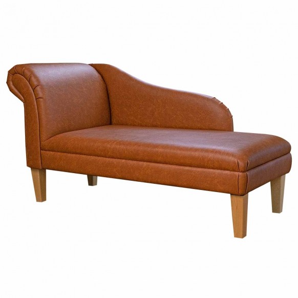 Chaise Longue in Porto Toffee Leather Vinyl | Beaumont