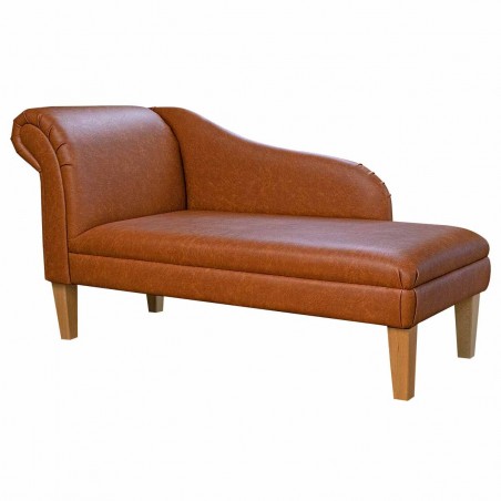 Chaise Longue in Porto Toffee Leather Vinyl | Beaumont