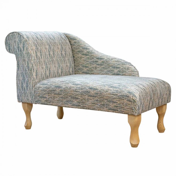 LUXE Mini Chaise Longue in Accento Leaf Beige Fabric ACC3123 | Beaumont