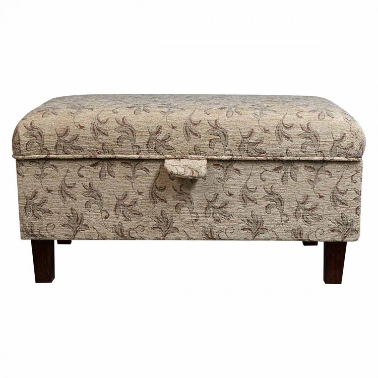 Storage Footstool in a Camden Leaf Wheat Fabric | Beaumont