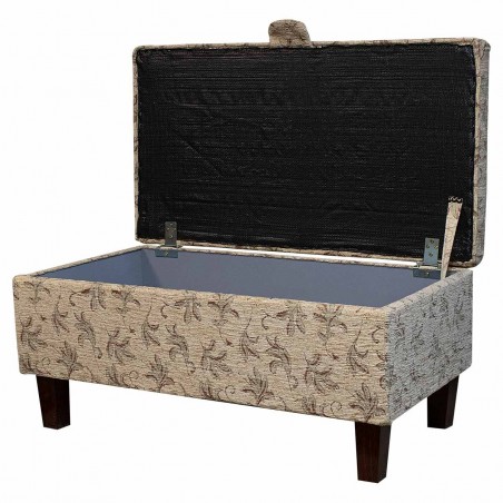 Storage Footstool in a Camden Leaf Wheat Fabric | Beaumont