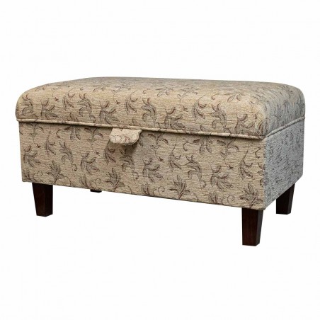 Storage Footstool in a Camden Leaf Wheat Fabric | Beaumont