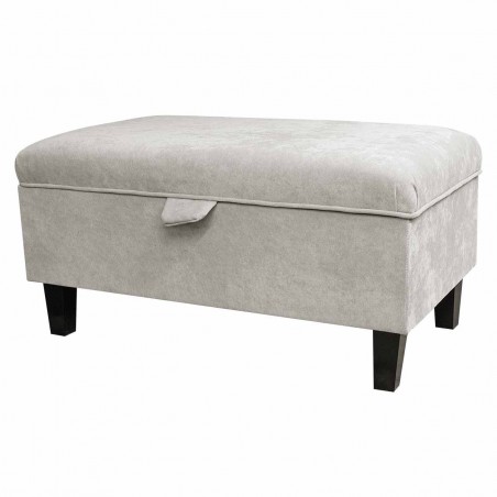 Storage Footstool in Dolce Mist Velvet Fabric DOL3477 | Beaumont