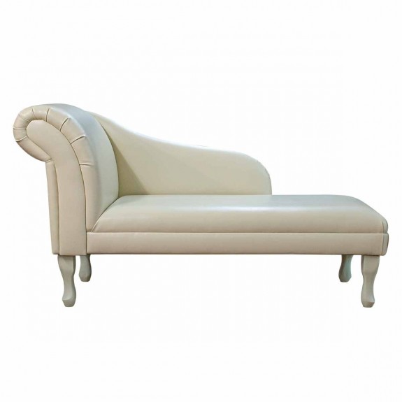 52" Medium Chaise Longue in a Cream Faux Leather