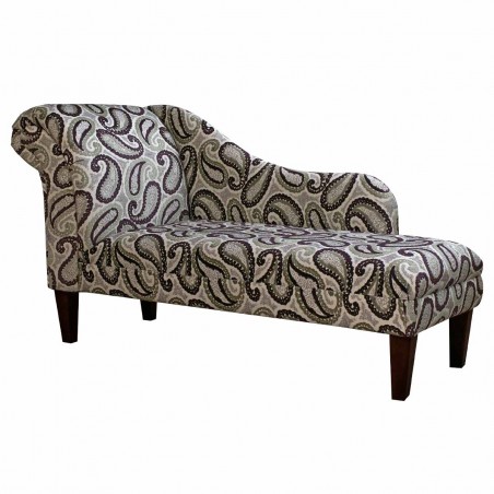 Chaise Longue in Eleganza II Paisley Damson Fabric SR17392 | Beaumont