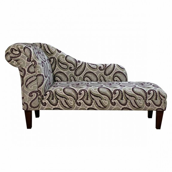 LUXE 60" Large Chaise Longue in an Eleganza II Paisley Damson Fabric