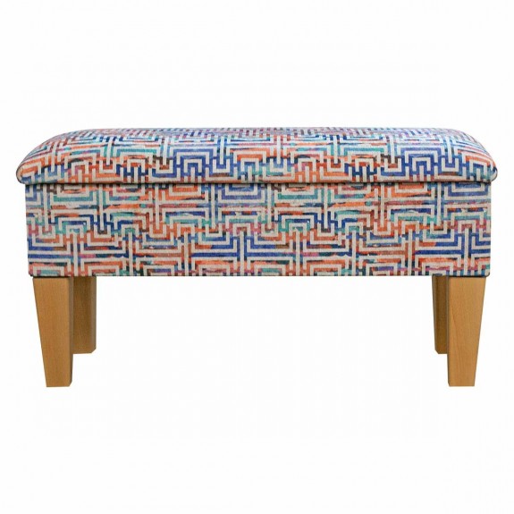 LUXE Medium Dressing Table Storage Stool in an Accento Maze Rainbow Fabric