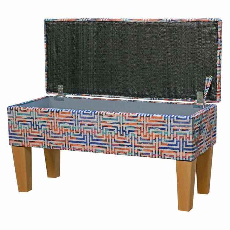 Dressing Table Stool in Accento Maze Rainbow Fabric ACC3112 | Beaumont