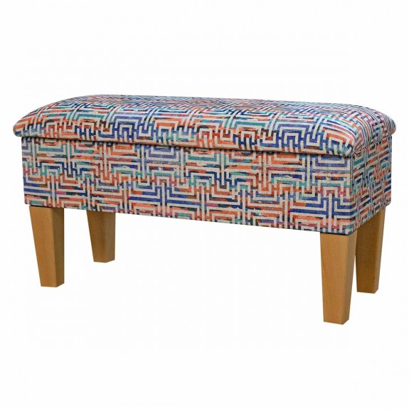 Dressing Table Stool in Accento Maze Rainbow Fabric ACC3112 | Beaumont