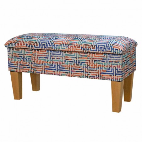 Dressing Table Stool in Accento Maze Rainbow Fabric ACC3112 | Beaumont