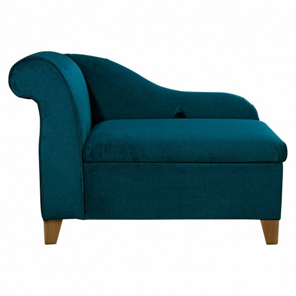 41" Storage Chaise Longue in a Destino Teal Easyclean Velvet Fabric