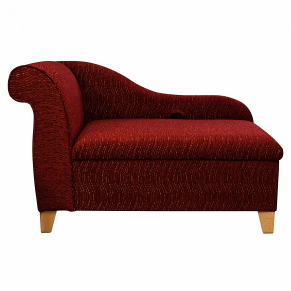 45" Storage Chaise Longue in Camden Ripple Wine Fabric