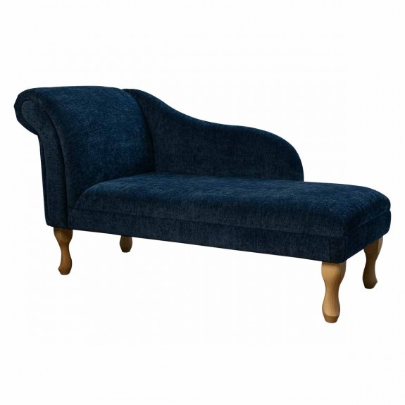 Medium Chaise Longue in Manhattan Navy Marl Fabric | Beaumont