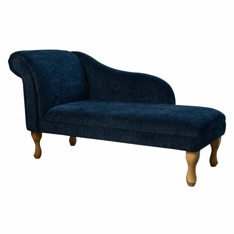 Medium Chaise Longue in Manhattan Navy Marl Fabric | Beaumont