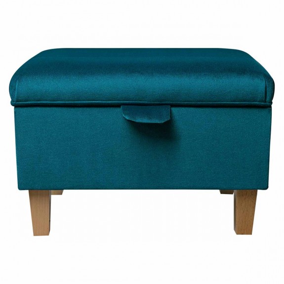 Storage Footstool Ottoman Pouffe Toybox in a Malta Peacock Luxury Velvet Fabric