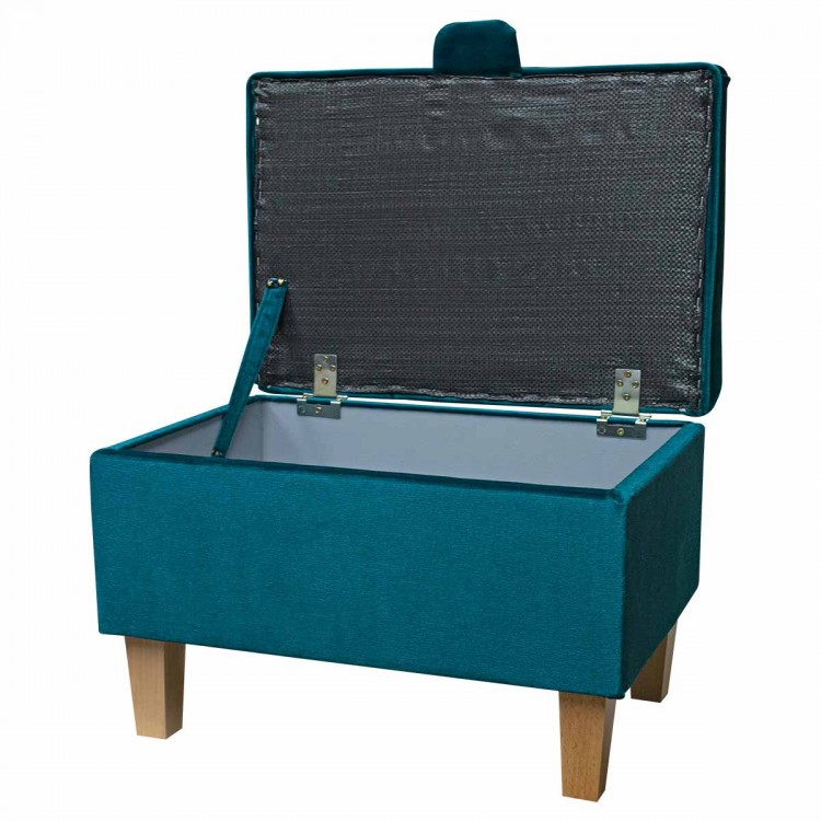 Storage Stool Ottoman in a Malta Peacock Luxury Velvet Fabric | Beaumont