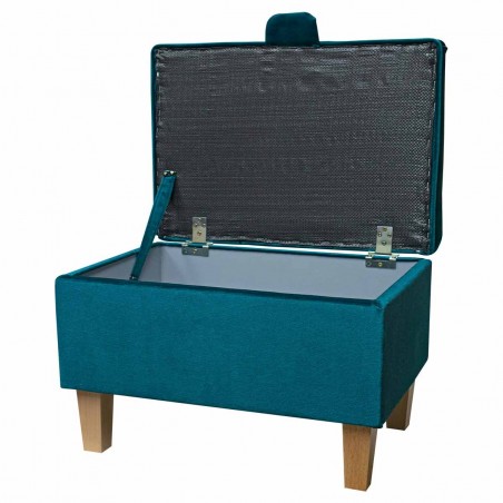 Storage Stool Ottoman in a Malta Peacock Luxury Velvet Fabric | Beaumont