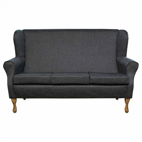 3 Seater Wingback Sofa in a Ponte Plain Slate Metallic Fabric