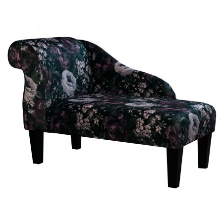 Chaise Longue in Prints Blossom Aubergine Velvet Fabric | Beaumont