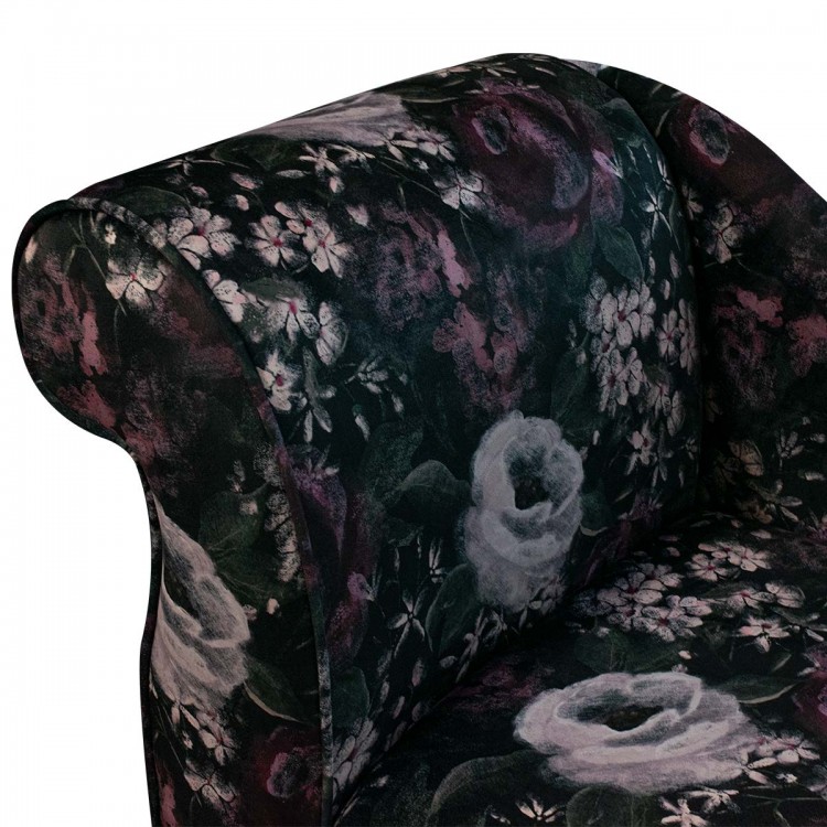 Chaise Longue in Prints Blossom Aubergine Velvet Fabric | Beaumont