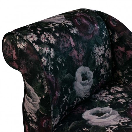 Chaise Longue in Prints Blossom Aubergine Velvet Fabric | Beaumont