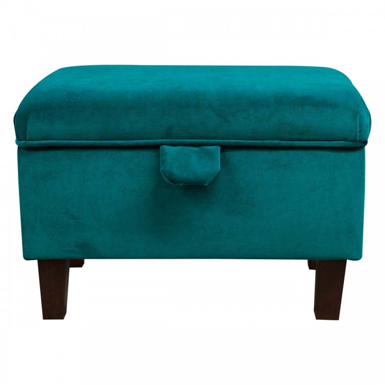 teal velvet footstool with storage