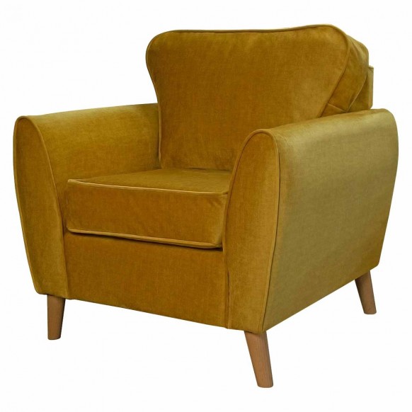 Julia Minimalist Chair in a Malta Gold Deluxe Velvet Fabric