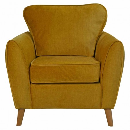 Minimalist Wingback Chair in Malta Gold Deluxe Velvet Fabric | Beaumont