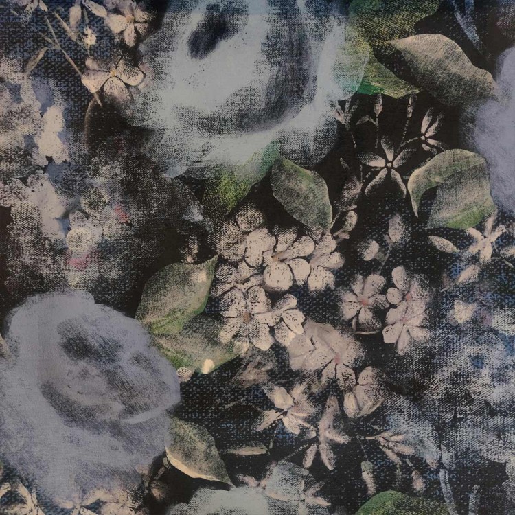 Chaise Longue in Prints Blossom Sapphire Velvet Fabric | Beaumont
