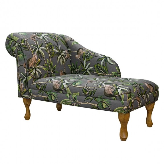 Medium Chaise Longue in a Monkey Grey 100% Cotton Fabric | Beaumont