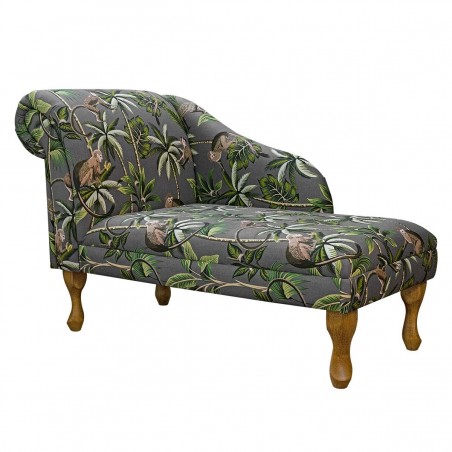 Medium Chaise Longue in a Monkey Grey 100% Cotton Fabric | Beaumont
