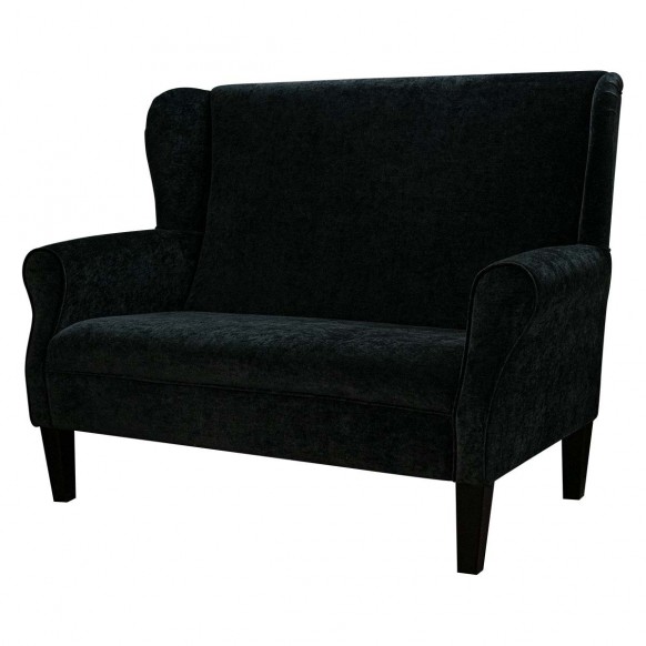 2 Seater Modern Wingback Sofa in a Manhattan Ebony Marl Velvet Fabric | Beaumont