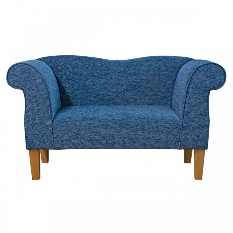 Small Chaise Sofa in Coniston Plain Blue Chenille Fabric | Beaumont