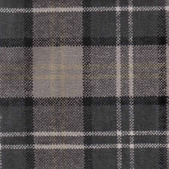 LUXE Storage Ottoman in a Lana Granite Plaid Tartan Fabric with Fabric Buttoned Lid