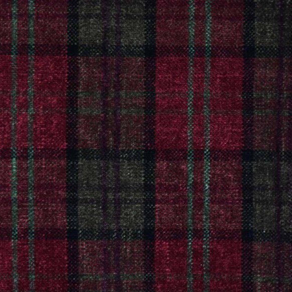 LUXE 41" Storage Chaise Longue in a Lana Red Tartan Fabric