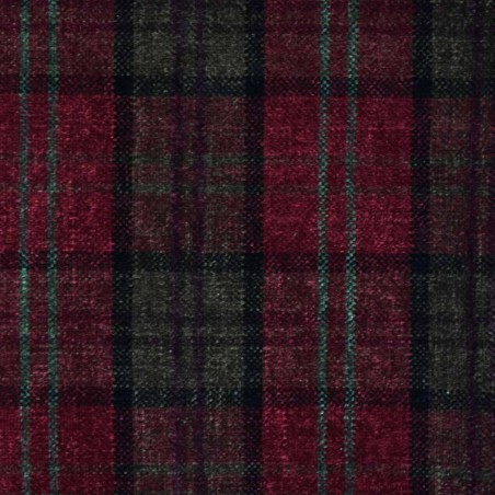 Storage Chaise Longue in Lana Red Tartan Fabric LAN1258 | Beaumont