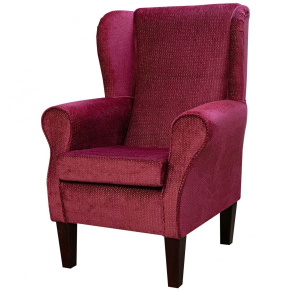 LUXE Standard Wingback Fireside Chair in Eleganza II Herringbone Cranberry Fabric