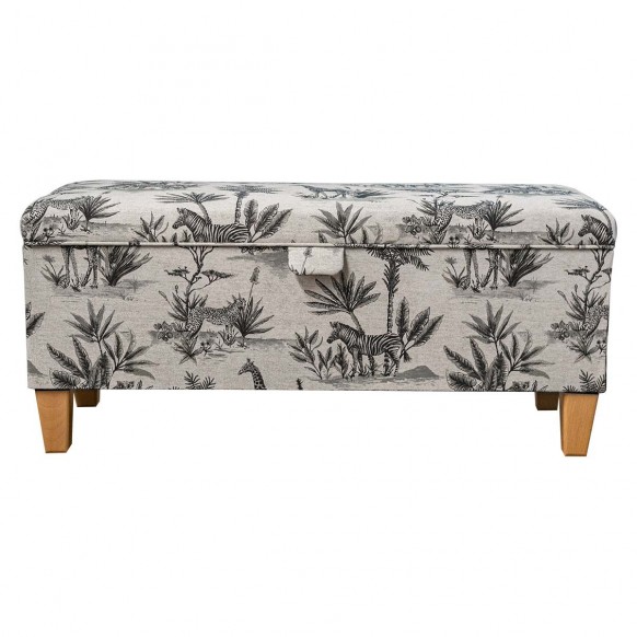 Storage Bench Stool in a Safari Wildlife Linen Fabric