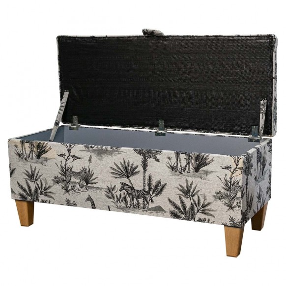 Storage Bench Stool in a Safari Wildlife Linen Fabric