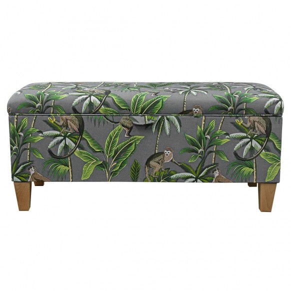 Storage Bench Stool in a Monkey Grey 100% Cotton Fabric