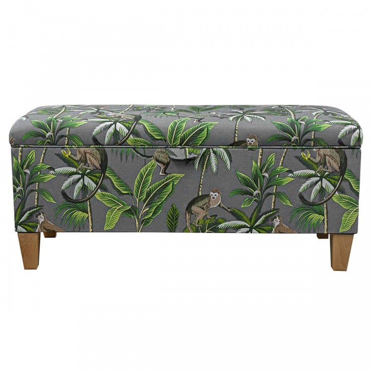 Handmade Storage Bench in Fryetts Monkey Grey Fabric | Beaumont