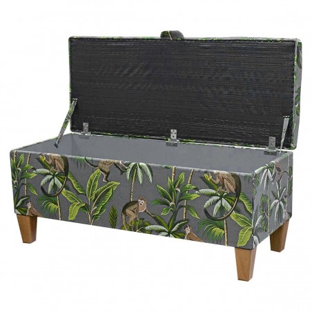 Handmade Storage Bench in Fryetts Monkey Grey Fabric | Beaumont