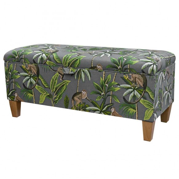 Handmade Storage Bench in Fryetts Monkey Grey Fabric | Beaumont