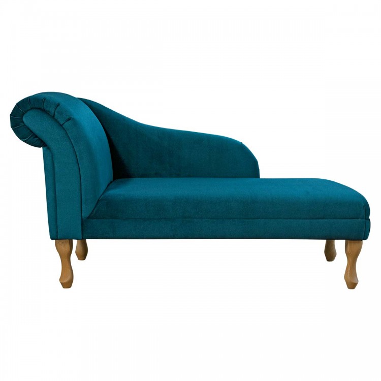 Medium Chaise Longue in Malta Peacock Deluxe Velvet Fabric | Beaumont