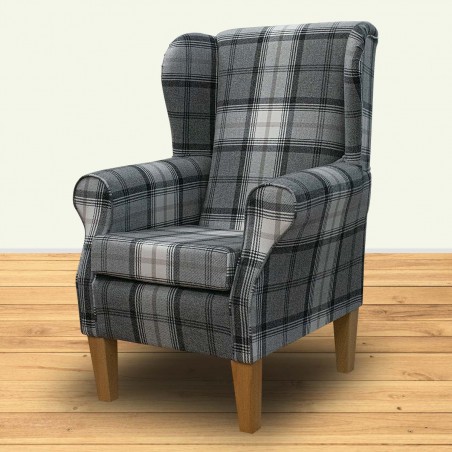 Standard Wingback Chair in Sophie Check Zinc Fabric | Beaumont