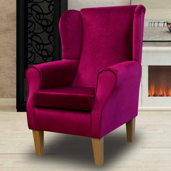 Wingback Chair in Monaco Boysenberry Supersoft Velvet Fabric | Beaumont