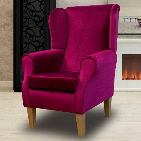 Wingback Chair in Monaco Boysenberry Supersoft Velvet Fabric | Beaumont
