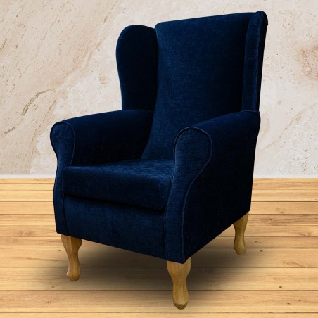 Wingback Chair in Pimlico Crush Navy Fabric SR16166| Beaumont