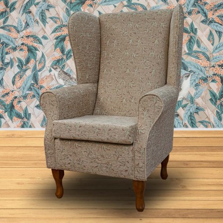 Large High Back Chair in a Camden Leaf Cocoa Fabric | Beaumont