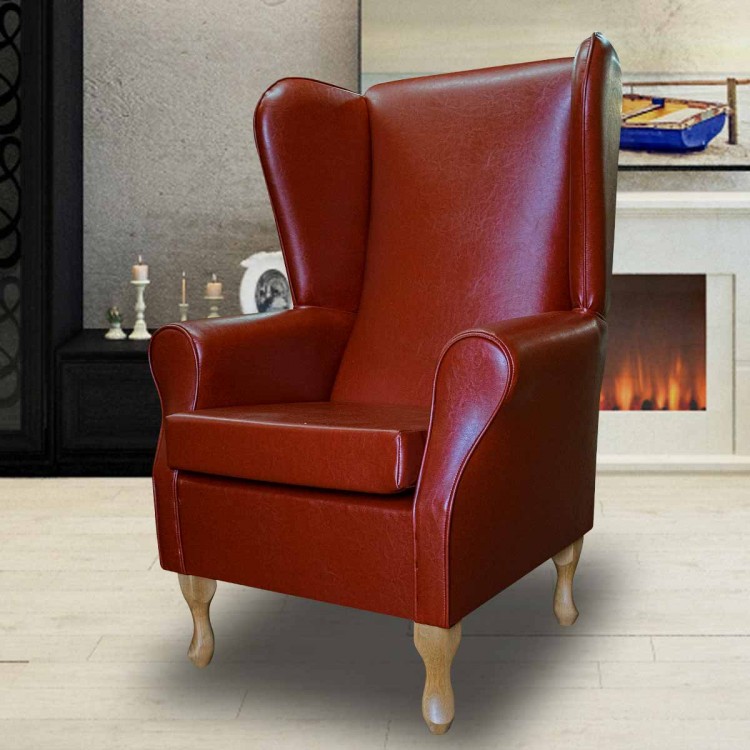 Large High Back Chair in a Denver Smooth Tan Vinyl SR14401 | Beaumont